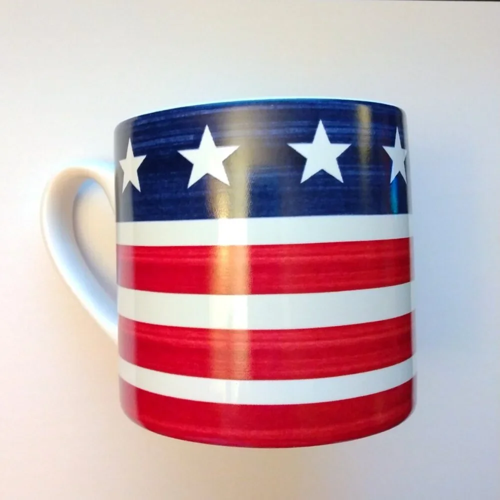 Sur La Table Patriotic Stars and Stripes American Flag Coffee Tea Mug 13oz